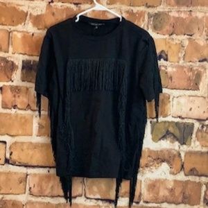 Endless Rose Black Fringe Top, Size M, NWT